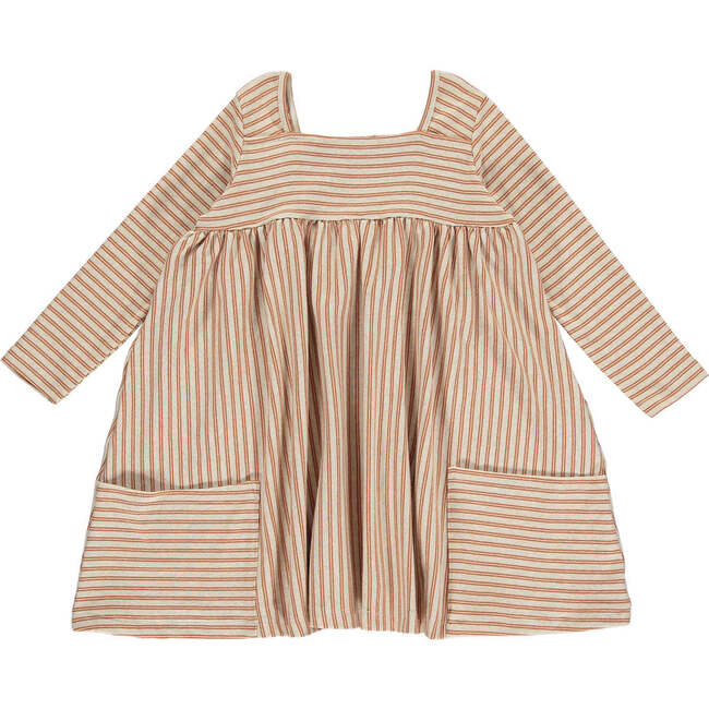 Rylie Striped Long Sleeve Dress, Rust Stripe