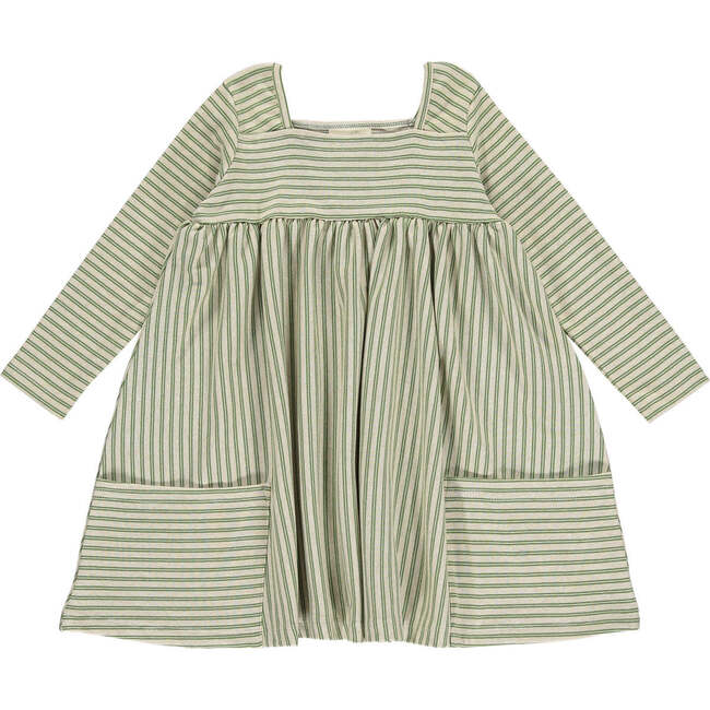 Rylie Striped Long Sleeve Dress, Green & Cream
