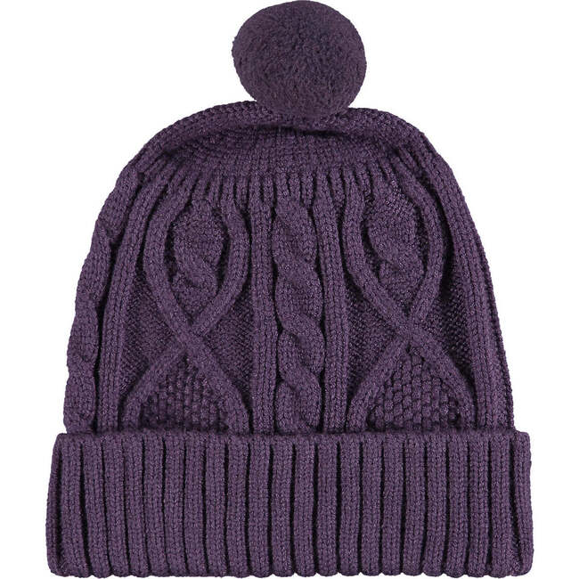Maddie Knit Pom Pom Beanie Hat, Purple