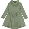 Sabina Turtleneck Ribbed Jersey Dress, Green - Dresses - 1 - thumbnail