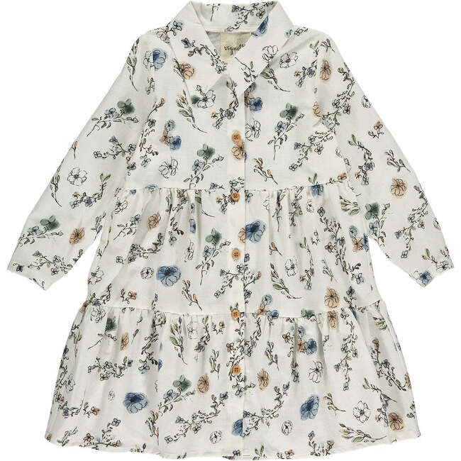 Judy Cool Ditsy Floral Print Dress, Cream