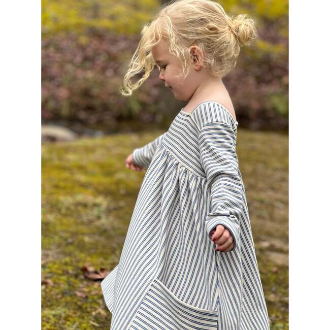 Rylie Striped Long Sleeve Dress, Blue - Dresses - 3