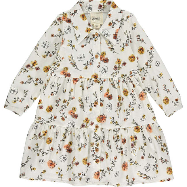 Judy Autumn Ditsy Floral Print Dress, Cream