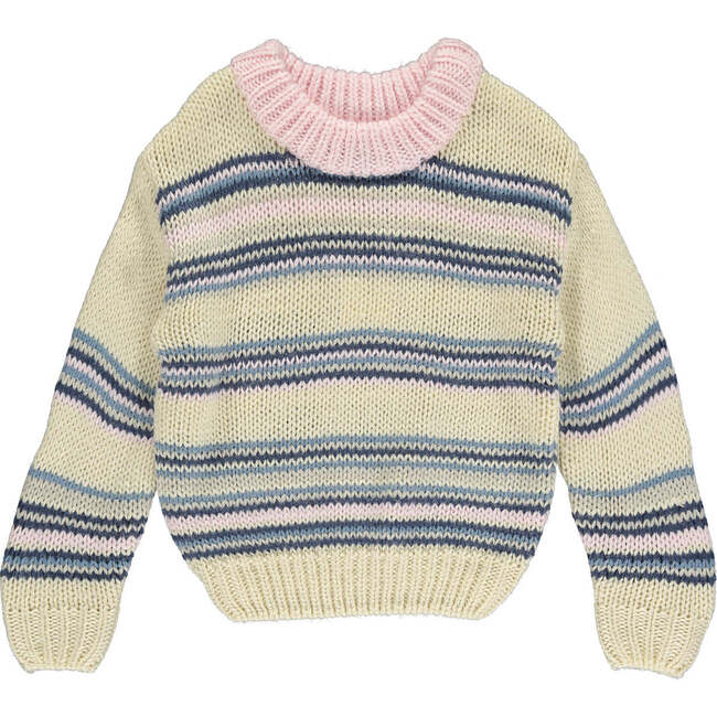 Dianna Knit Multi-Striped Sweater, Pink & Ivory