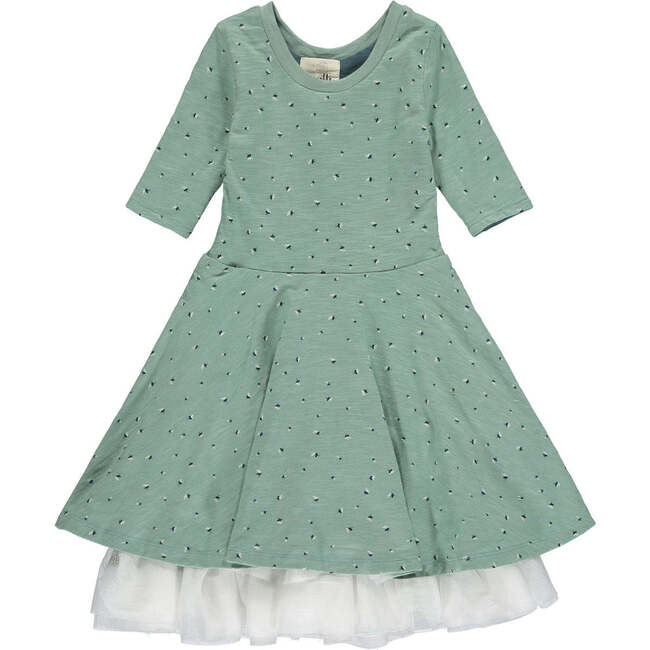 Annie Ruffle Reversible Dress, Navy & Teal