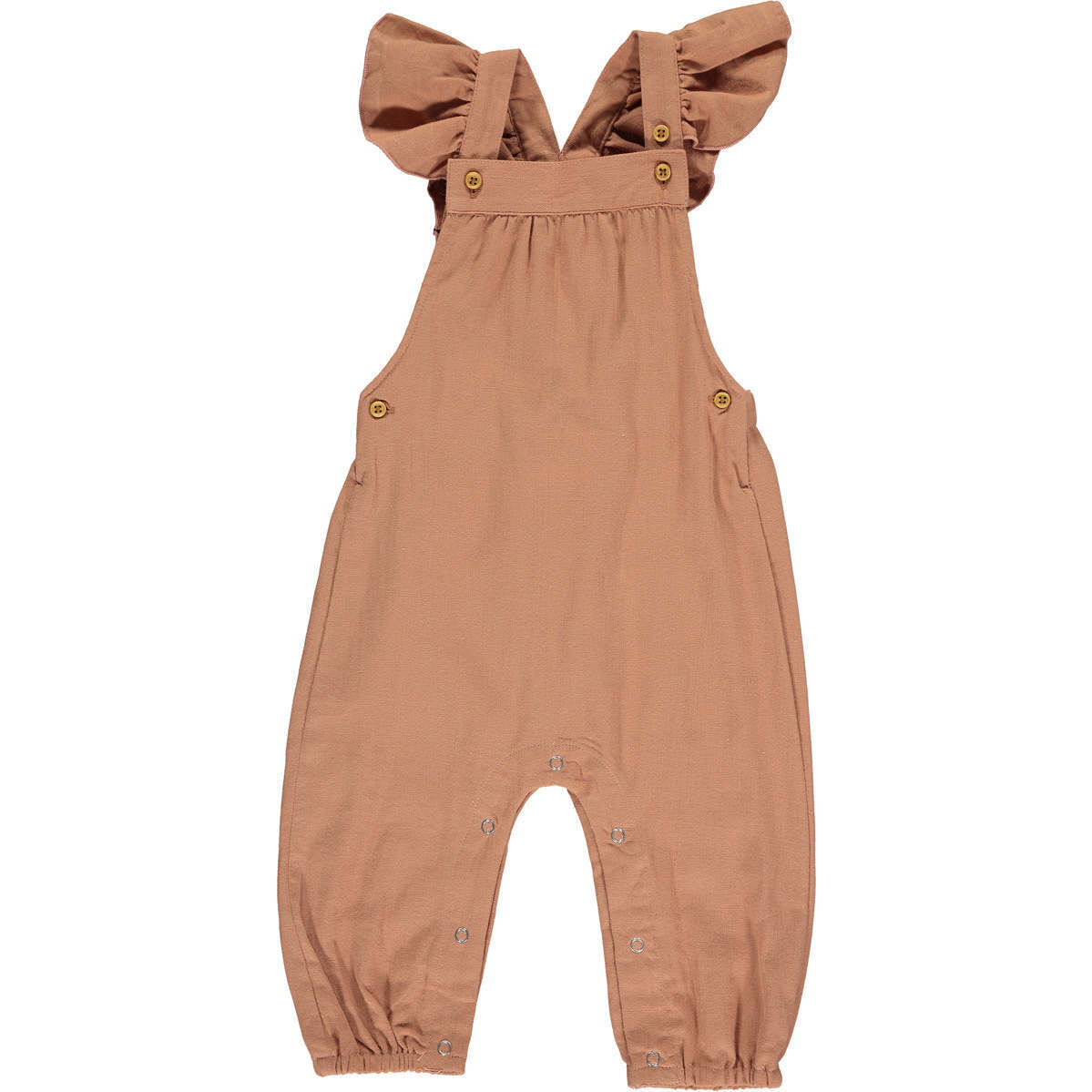 Eloise Ruffle Shoulder Strap Overall, Rose - Overalls - 1