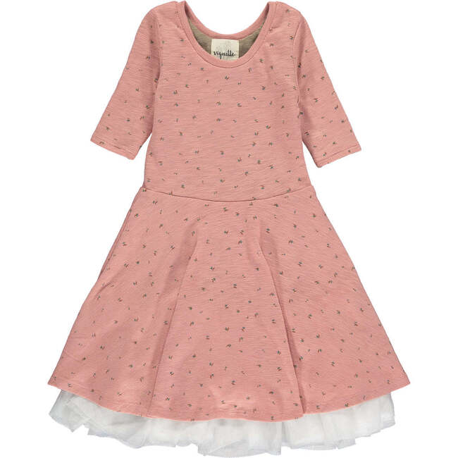 Annie Ruffle Reversible Dress, Ivory & Pink