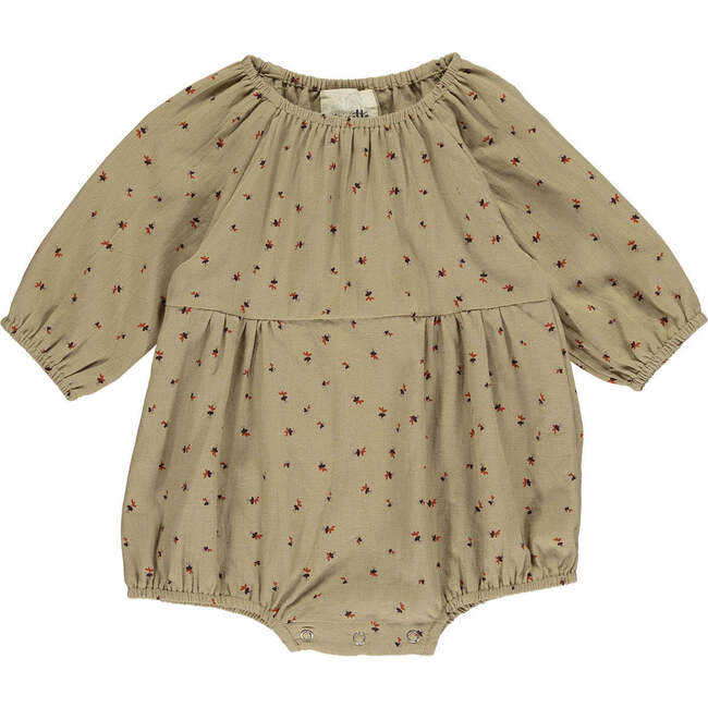 Daisy Floral Print Long Sleeve Bubble, Terracota & Chocolate