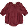 Daisy Floral Print Long Sleeve Bubble, Burgundy - Onesies - 1 - thumbnail