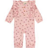 Alaya Floral Print Ruffle Shoulder Romper, Rose - Onesies - 1 - thumbnail