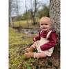 Quinn Long Sleeve Ruffle Shoulder Onesie, Maroon - Onesies - 2