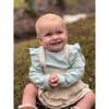 Quinn Long Sleeve Ruffle Shoulder Onesie, Aqua - Onesies - 3