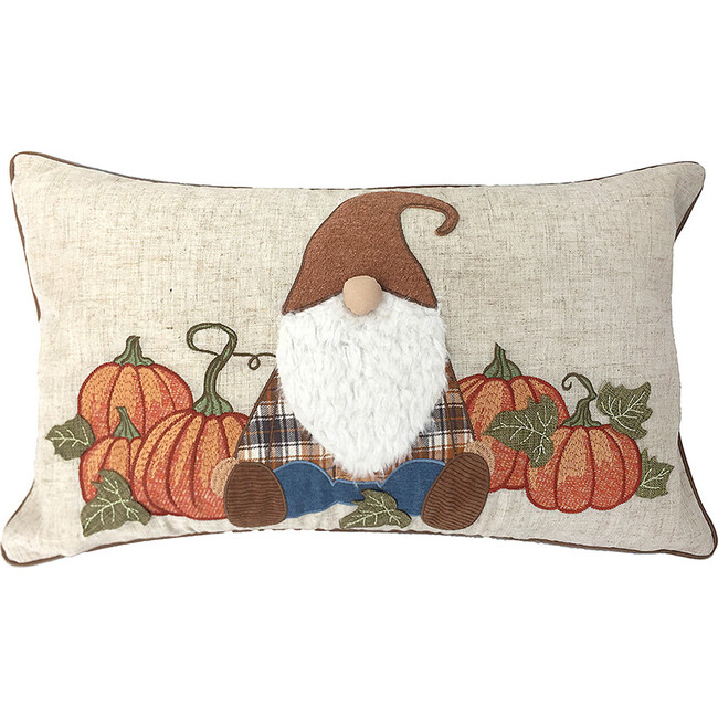 Gnome Sitting In Pumpkins Pillow