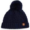 Classic Cable Knit Hat, Navy - Hats - 1 - thumbnail