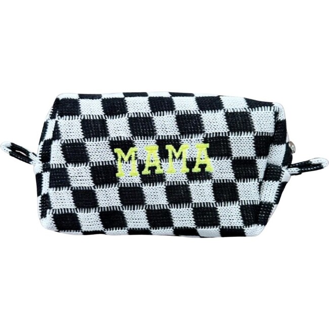 Women's Embroidered MAMA Pouch, Black/White