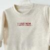 I Love Mom Embroidered Sweatshirt, Oatmeal - Sweatshirts - 2