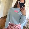 Women's Embroidered Mock Neck "Mom" Pullover, Blue - Shirts - 3