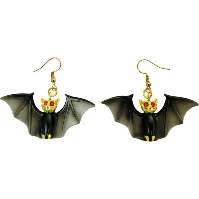 Bat Earrings with Red Rhinestones