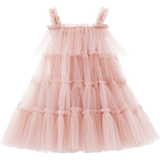 Blush Ruffle Tulle Overlay Dress, Pink - Dresses - 2