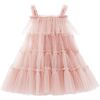 Blush Ruffle Tulle Overlay Dress, Pink - Dresses - 2
