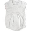 Short Sleeve Pima Smock Romper, White & Pink - Rompers - 1 - thumbnail