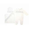 Smock Blanket, Footie & Beanie Pima Set, White & Blue - Mixed Apparel Set - 1 - thumbnail