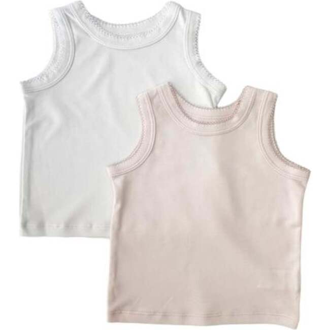 2-Pack Sleeveless Pima T-Shirts, White & Pink
