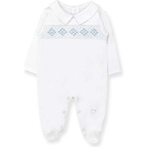 Smock Blanket, Footie & Beanie Pima Set, White & Blue - Mixed Apparel Set - 2