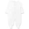 Hand Smocked Pima Playsuit, White & Pink - Footie Pajamas - 2