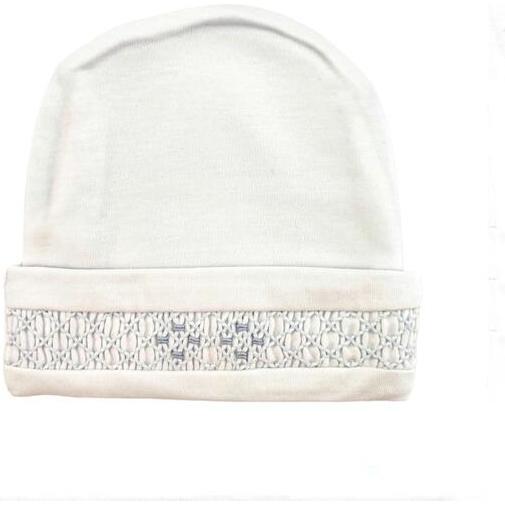 Smock Blanket, Footie & Beanie Pima Set, White & Blue - Mixed Apparel Set - 3