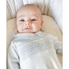 Hand Smocked Pima Playsuit, White & Blue - Footie Pajamas - 2