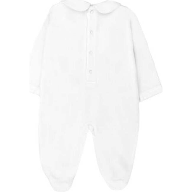 Hand Smocked Pima Playsuit, White - Footie Pajamas - 3