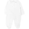 Hand Smocked Pima Playsuit, White - Footie Pajamas - 3