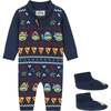 TMNT® X Andy & Evan® Fair Isle Icon Sweater Romper, Navy Holiday - Bodysuits - 1 - thumbnail