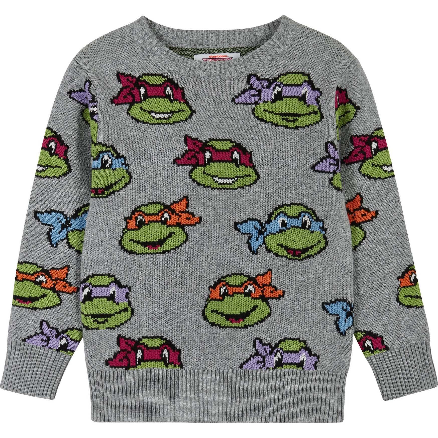 TMNT® X Andy & Evan® Turtles Jacquard Sweater, Grey - Sweaters - 1