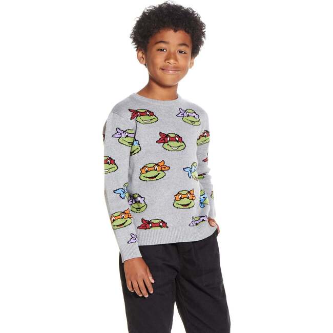 TMNT® X Andy & Evan® Turtles Jacquard Sweater, Grey - Sweaters - 3