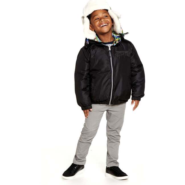 Tmnt x Andy & Evan Comic Book Print Reversible Puffer Jacket, (Black, Size 10Y) | Maisonette