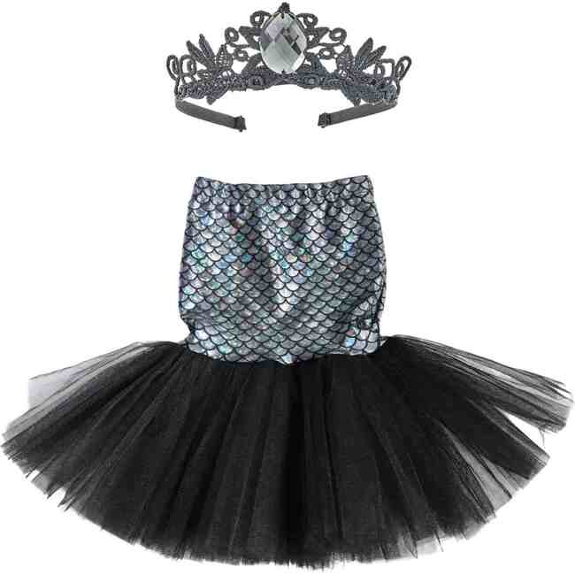 Mermaid Tail/Skirt & Crown Set, Black - Costumes - 2