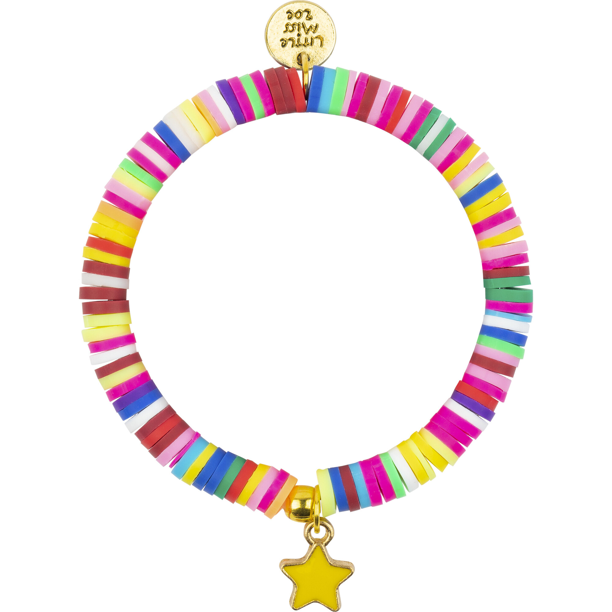 Vinyl Disc Bracelet With Star Enamel Charm, Rainbow - Bracelets - 1