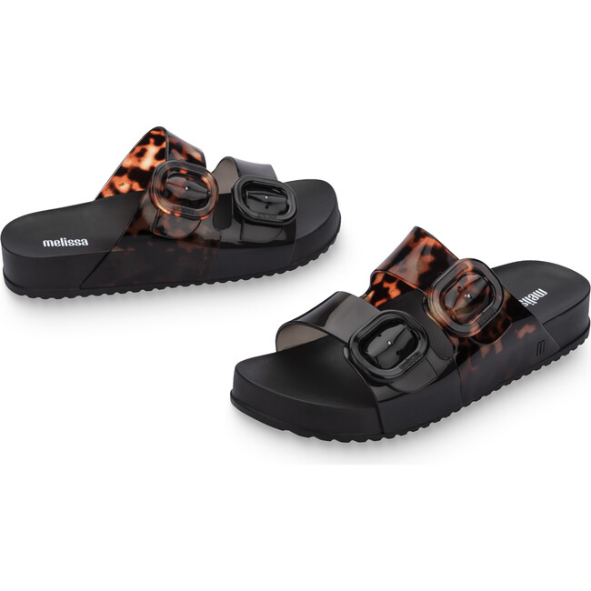 Women's Melissa Cozy Slide, Black/Clear Tortoise - Sandals - 4