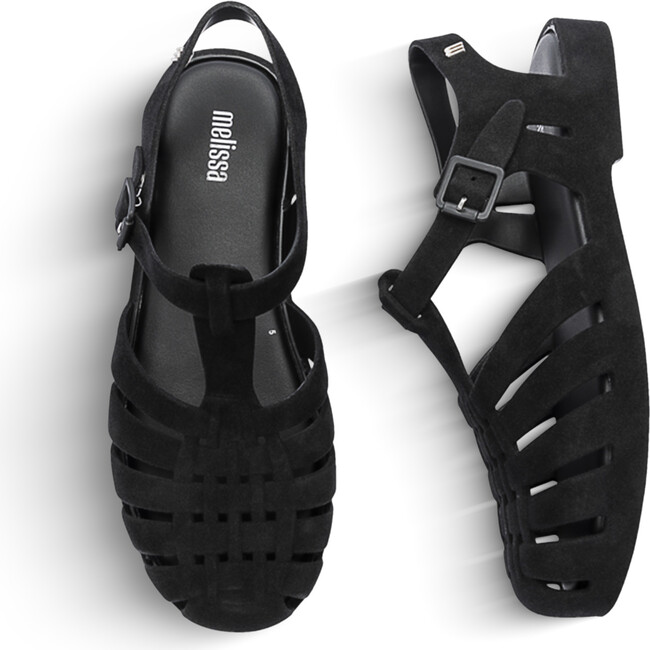 Women's Mel Possession Velvet, Black Flocked - Sandals - 5