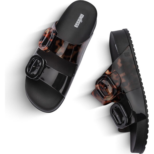 Women's Melissa Cozy Slide, Black/Clear Tortoise - Sandals - 5