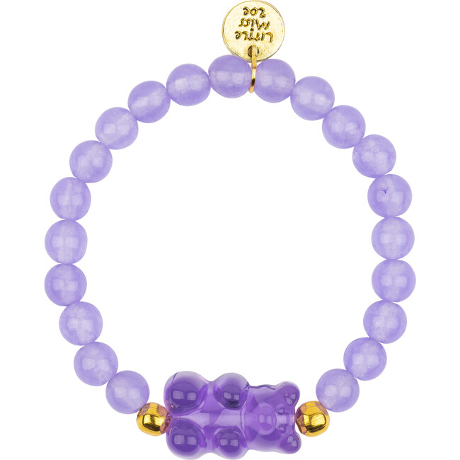 Gemstone Bracelet With Gummy Bear Accent Charm, Purple