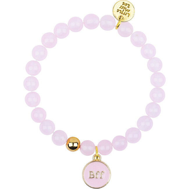 Gemstone Bracelet With BFF Enamel Charm, Pink