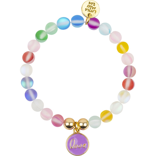 Confetti Bracelet With Love Enamel Charm, Rainbow