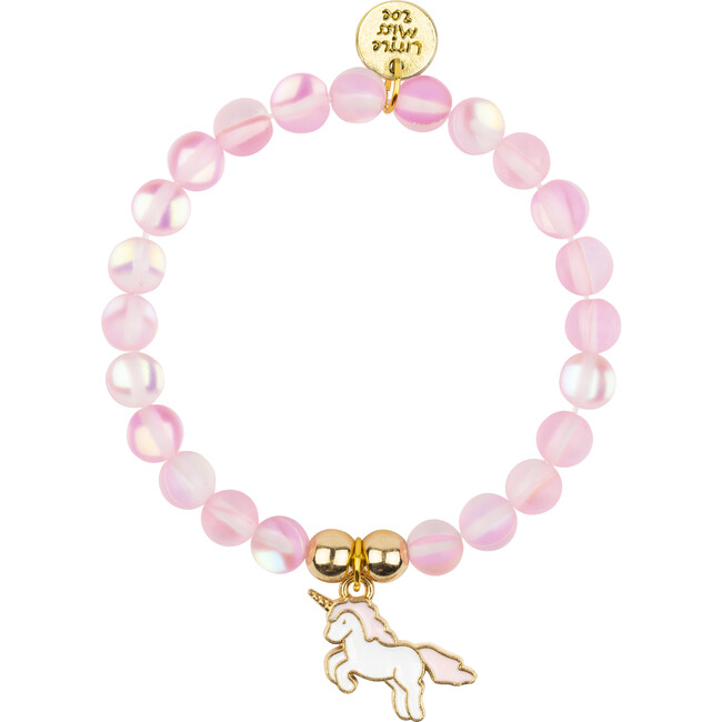 Confetti Bracelet With Unicorn Enamel Charm, Pink