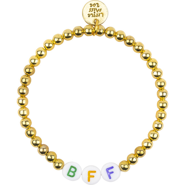 Dainty Bracelet With BFF Accent Charm, Gold