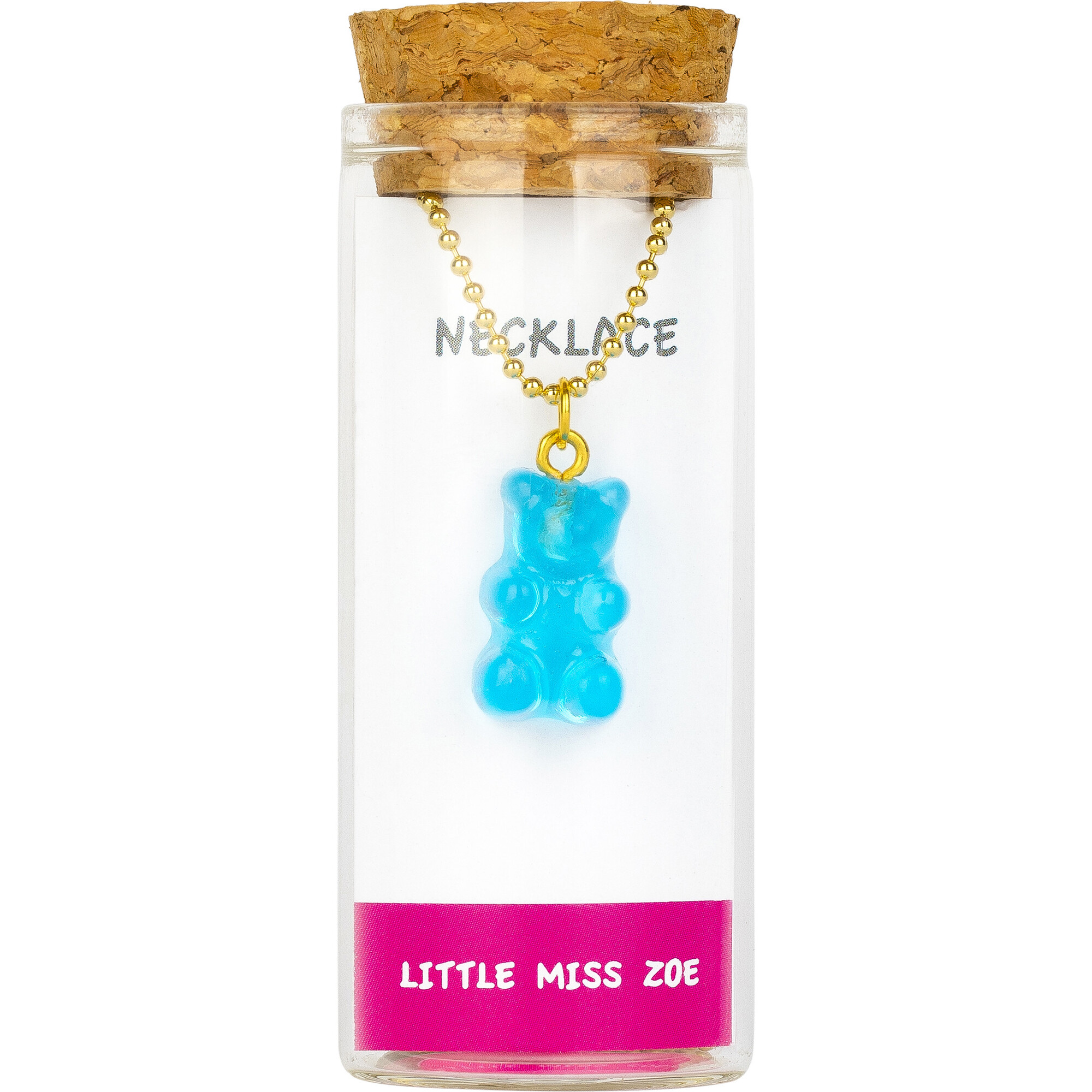Charming Necklace In A Bottle, Blue Gummy Bear - Necklaces - 1