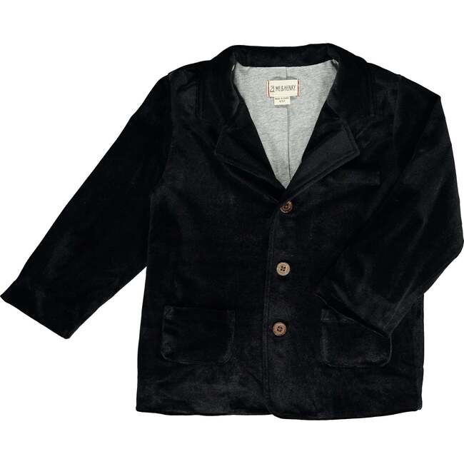 Rupert Velvet V-Neck Buttoned Jacket, Black