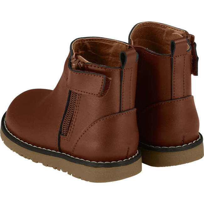 Sloane Zipped Velcro Chelsea Leather Boots, Brown - Boots - 3